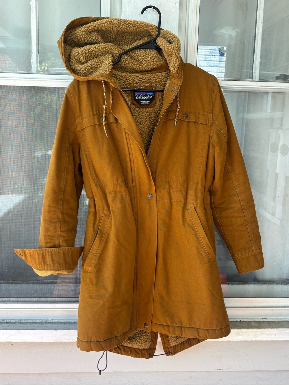 Patagonia Women’s Hooded Sherpa-Lined Trench Coat - Mustard Brown